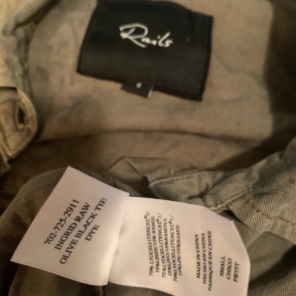 NWoT - Rails Ingrid Raw Button-Front Shirt - Olive Black Tie-Dye (S) - Picture 6 of 7
